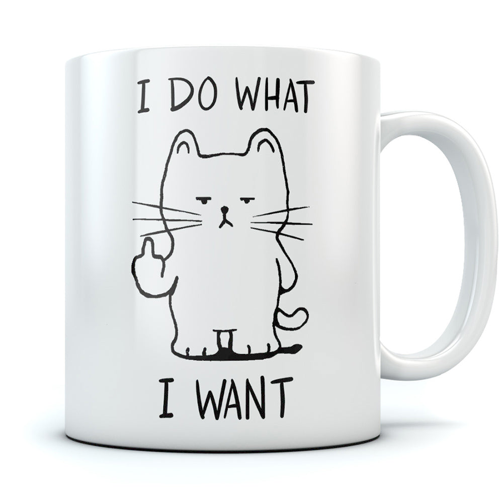I Do What I Want Cat Funny Coffee Mug - White 1