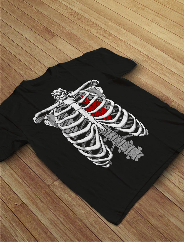 Skeleton Rib Cage Xray T-Shirt - Black 4