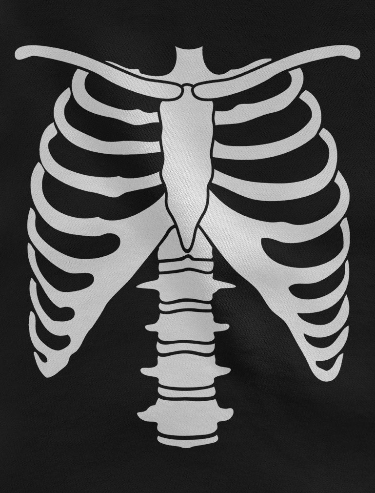 Halloween Skeleton Rib Cage Xray Front and Back Easy Costume Women T-Shirt 