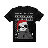 Thumbnail Funny Slothy Christmas Ugly Christmas Youth Kids T-Shirt Black 2