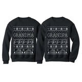 Grandma & Grandpa Matching Ugly Christmas Sweatshirts Set Grandparents Xmas Gift 
