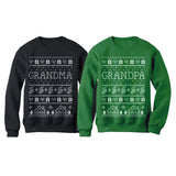 Thumbnail Grandma & Grandpa Matching Ugly Christmas Sweatshirts Set Grandparents Xmas Gift Grandma Black / Grandpa Green 8