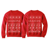 Thumbnail Grandma & Grandpa Matching Ugly Christmas Sweatshirts Set Grandparents Xmas Gift Grandma Red / Grandpa Green 5