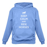 Thumbnail Keep Calm Ride Horses Women Hoodie California Blue 3