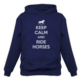 Thumbnail Keep Calm Ride Horses Women Hoodie Navy 1