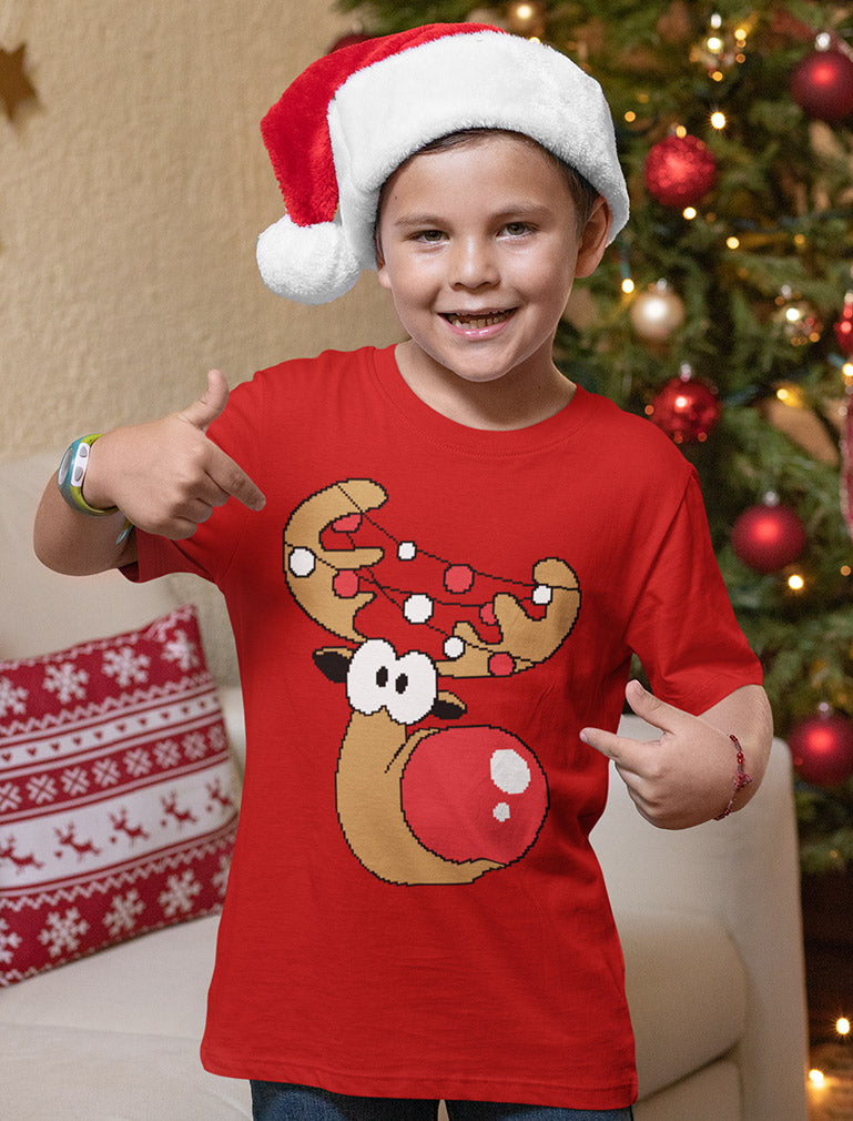 Cute Reindeer Lights Christmas Toddler T-Shirt 
