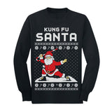 Thumbnail Kung Fu Santa Ugly Christmas Sweater Youth Kids Long Sleeve T-Shirt Black 2