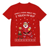 Thumbnail I Touch My Elf Ugly Christmas Sweater T-Shirt Red 1