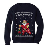 Thumbnail I Touch My Elf Ugly Christmas Sweater Sweatshirt Navy 4