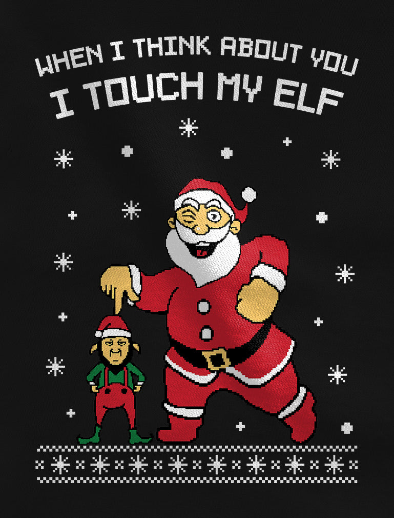 I Touch My Elf Ugly Christmas Sweater T-Shirt - Navy 8
