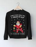 Thumbnail I Touch My Elf Ugly Christmas Sweater Sweatshirt Navy 8