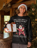Thumbnail I Touch My Elf Ugly Christmas Sweater Sweatshirt Navy 7