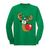 Thumbnail Reindeer Lights Christmas Youth Kids Long Sleeve T-Shirt Green 1