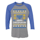Happy Chrismukkah Hanukkah 3/4 Women Sleeve Baseball Jersey Shirt 