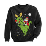 T-Rex Santa Ride Ugly Christmas Youth Kids Sweatshirt 