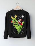 Thumbnail T-Rex Santa Ride Ugly Christmas Women Sweatshirt Black 4