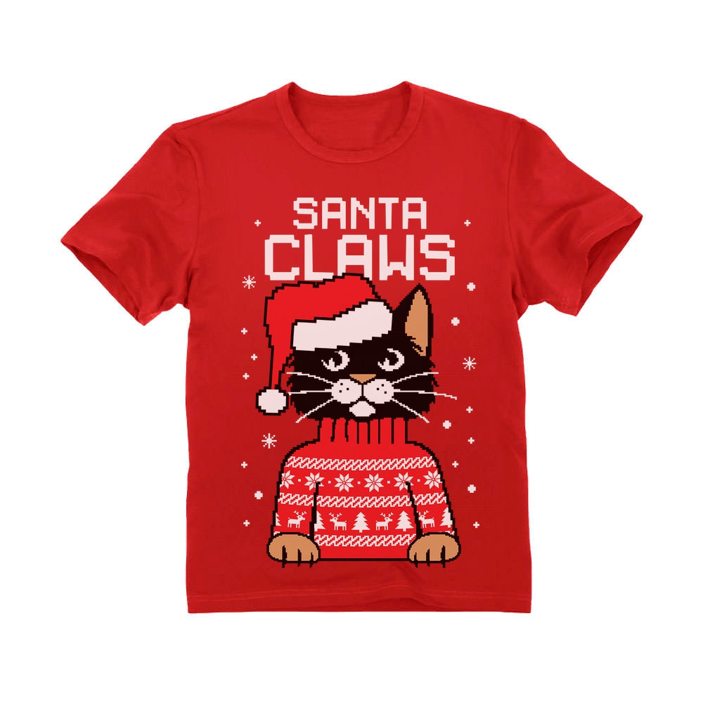 Santa Claws Ugly Christmas Sweater Youth Kids T-Shirt 