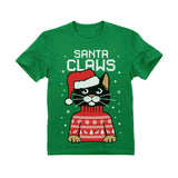 Thumbnail Santa Claws Ugly Christmas Sweater Youth Kids T-Shirt Green 1