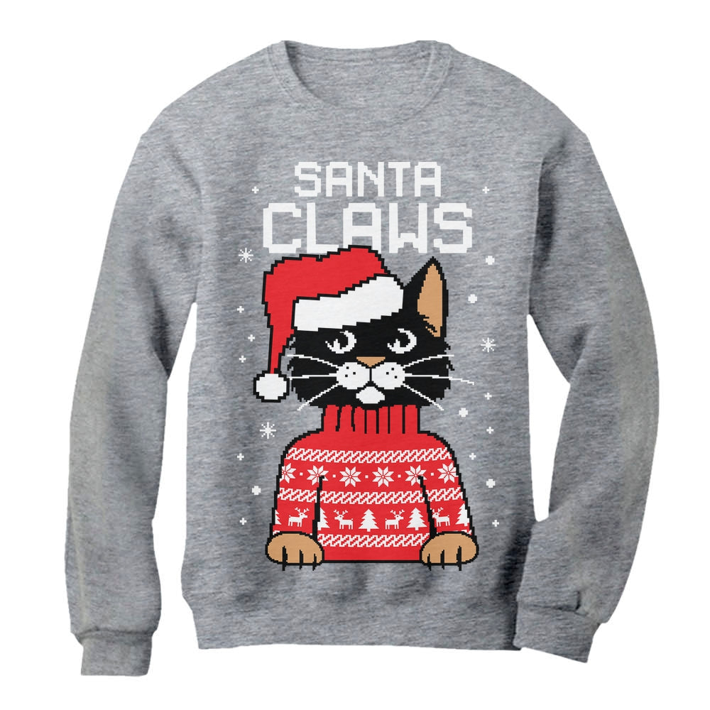 Santa Claws Ugly Christmas Sweater Women Sweatshirt - Gray 3