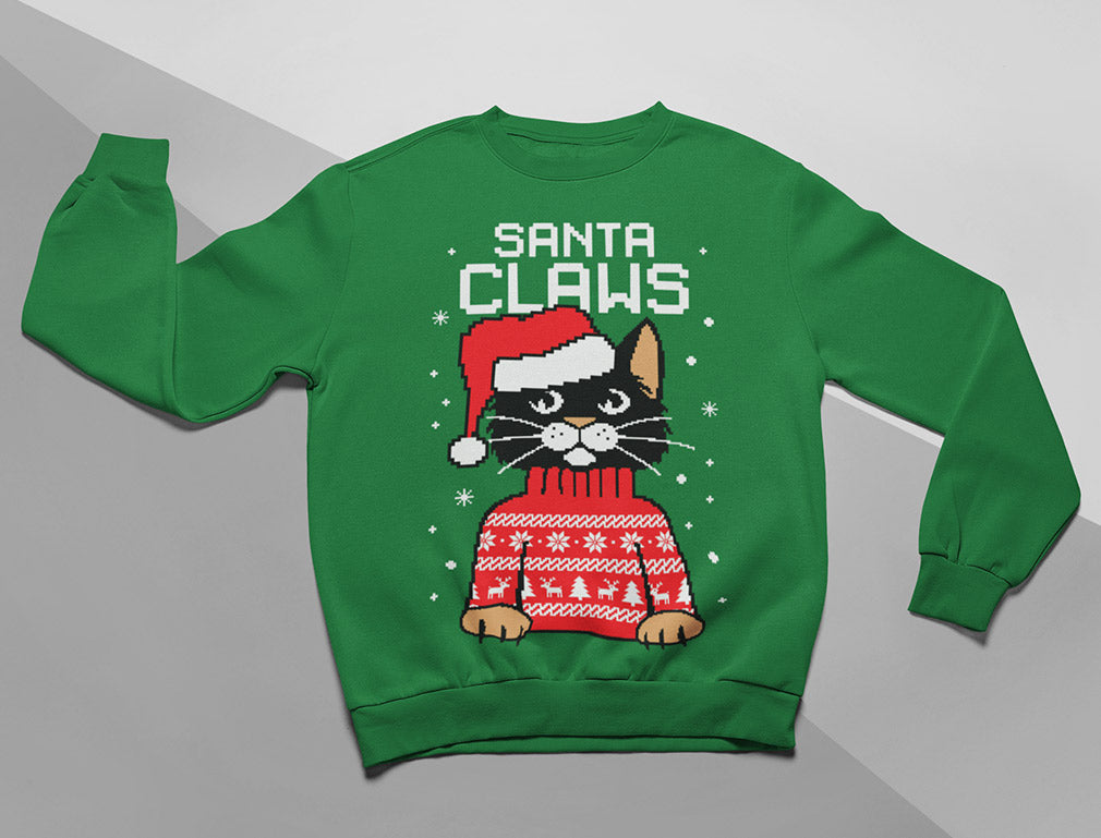 Santa Claws Ugly Christmas Sweater Sweatshirt - Red 5