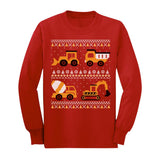 Thumbnail Tractors & Bulldozers Ugly Christmas Sweater Toddler Kids Long sleeve T-Shirt Red 1