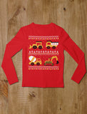 Thumbnail Tractors & Bulldozers Ugly Christmas Sweater Toddler Kids Long sleeve T-Shirt Red 3