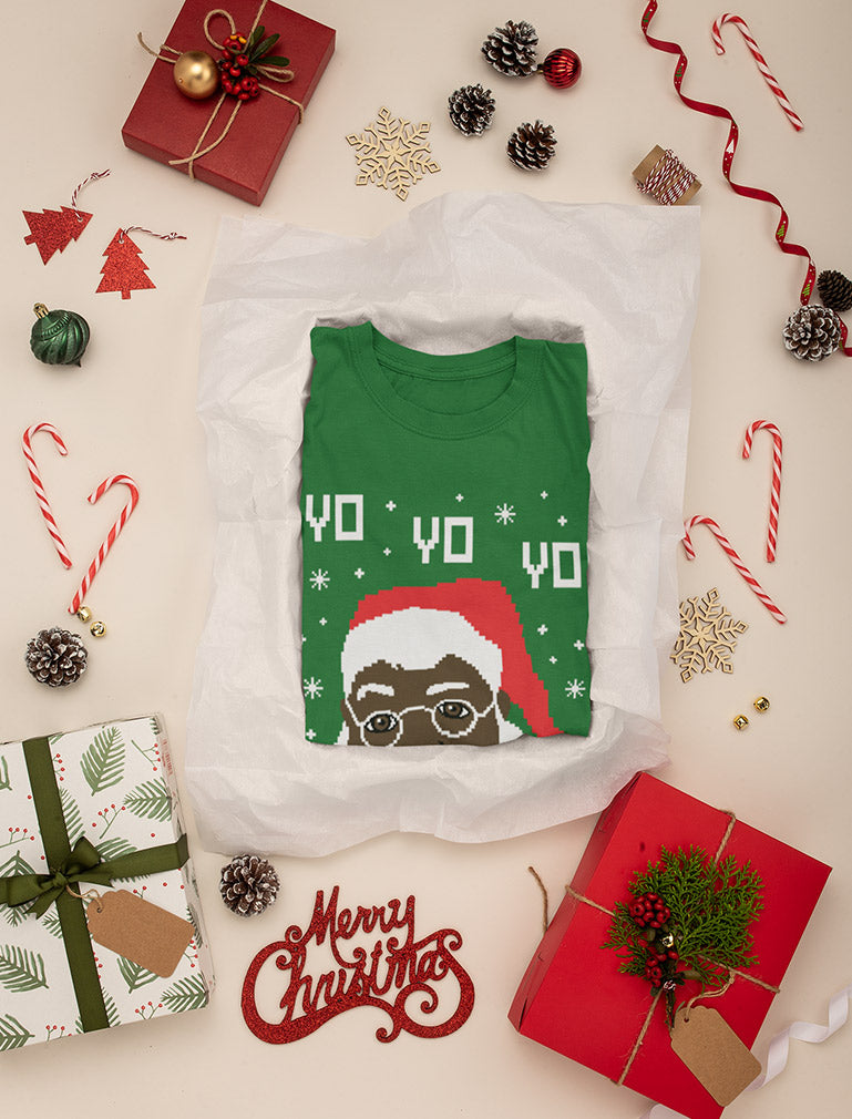 Black Santa Ugly Christmas Sweater Long Sleeve T-Shirt 