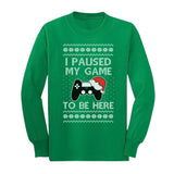 Thumbnail I Paused My Game to Be Here Ugly Christmas Youth Kids Long Sleeve T-Shirt Green 3
