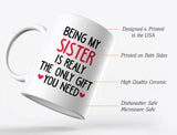 Thumbnail Sister Mugs from Sister Funny Being My Sister is The Only Gift You Need Mug Red 6