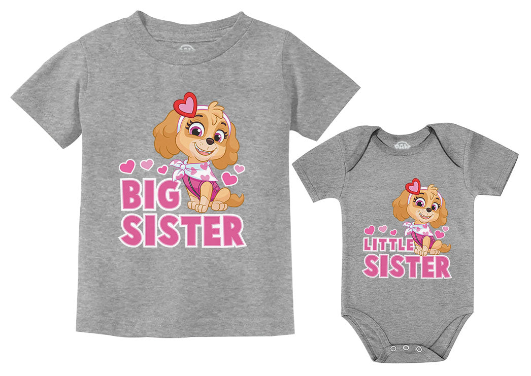 Paw Patrol Skye Big Sister Little Sister Matching Outfits Shirts for Girls - Kid Gray / Baby Gray 3