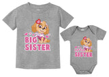 Thumbnail Paw Patrol Skye Big Sister Little Sister Matching Outfits Shirts for Girls Kid Gray / Baby Gray 3