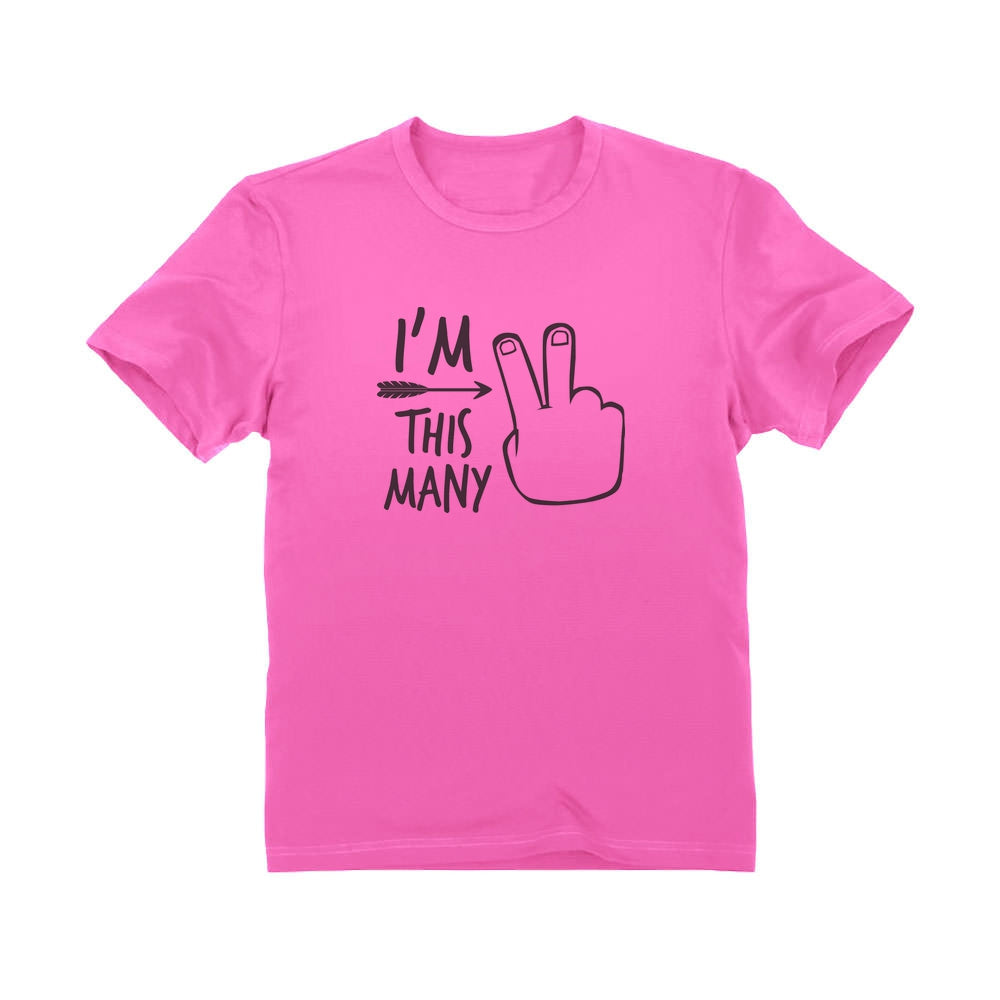 I'm This Many Two Year Old Toddler Kids T-Shirt - Pink 3