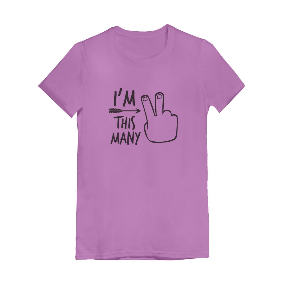 I'm This Many Two Year Old Toddler Kids Girls' Fitted T-Shirt 