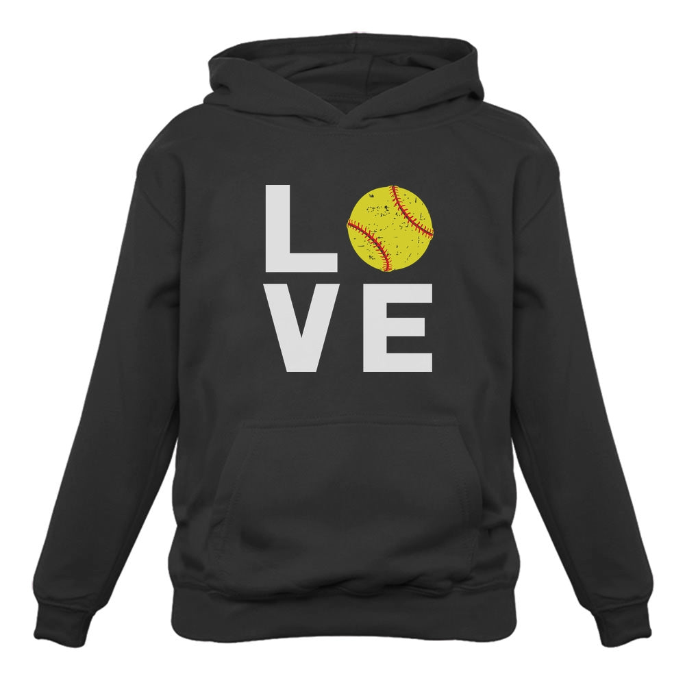 Love Softball Women Hoodie - Black 2