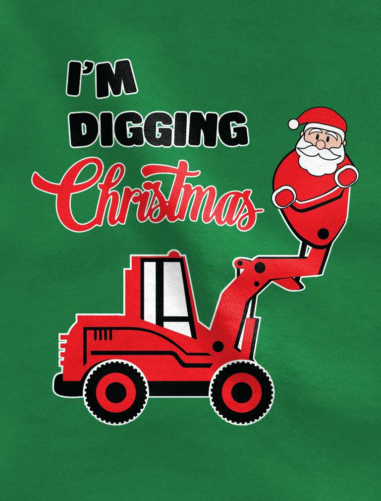 I'm Digging Christmas Long Sleeve Tractor Shirt For Kids - Black 2