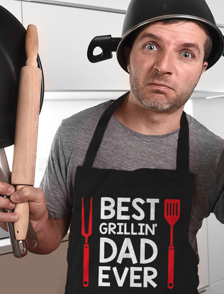 Best Grillin' Dad Ever BBQ Grilling Chef Apron - Black 3