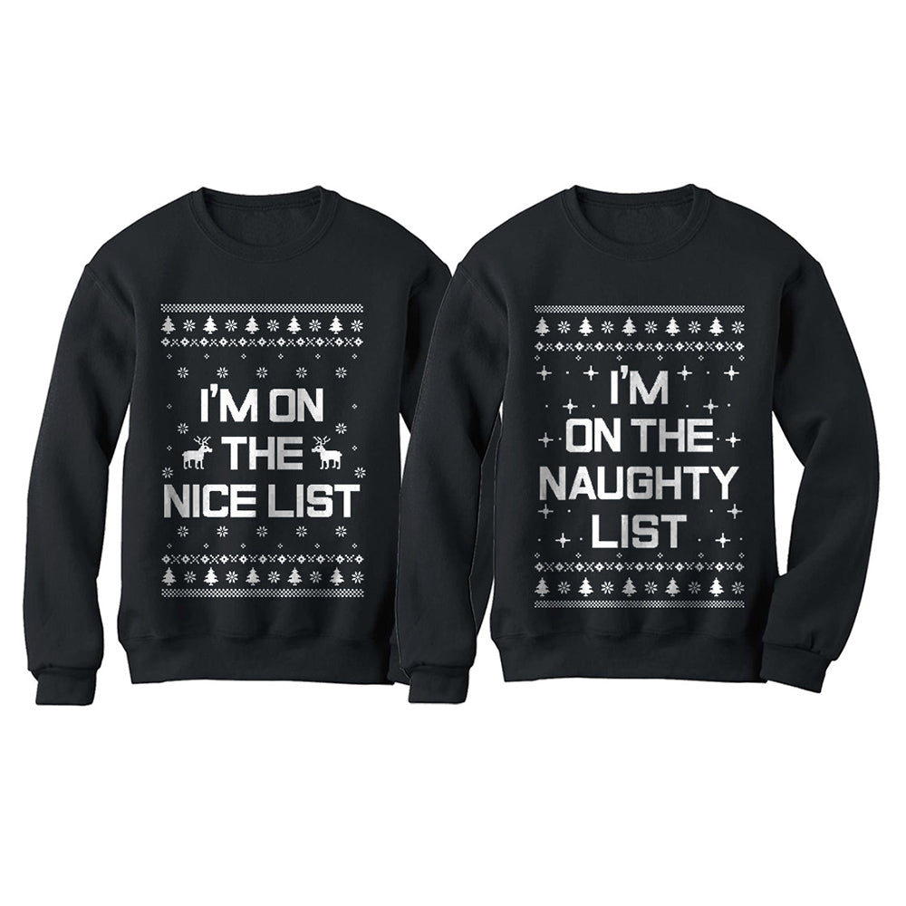 Nice Naughty List Ugly Christmas Funny Couples Party Sweatshirt
