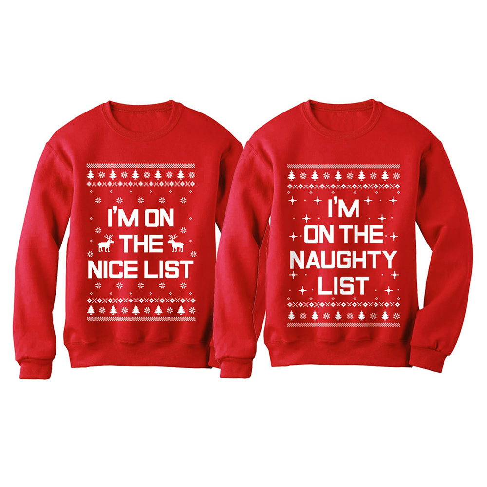 Nice Naughty List Ugly Christmas Funny Couples Party Sweatshirt