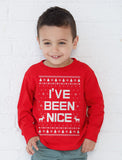 I'm On The Nice List Funny Ugly Christmas Toddler Kids Sweatshirt 