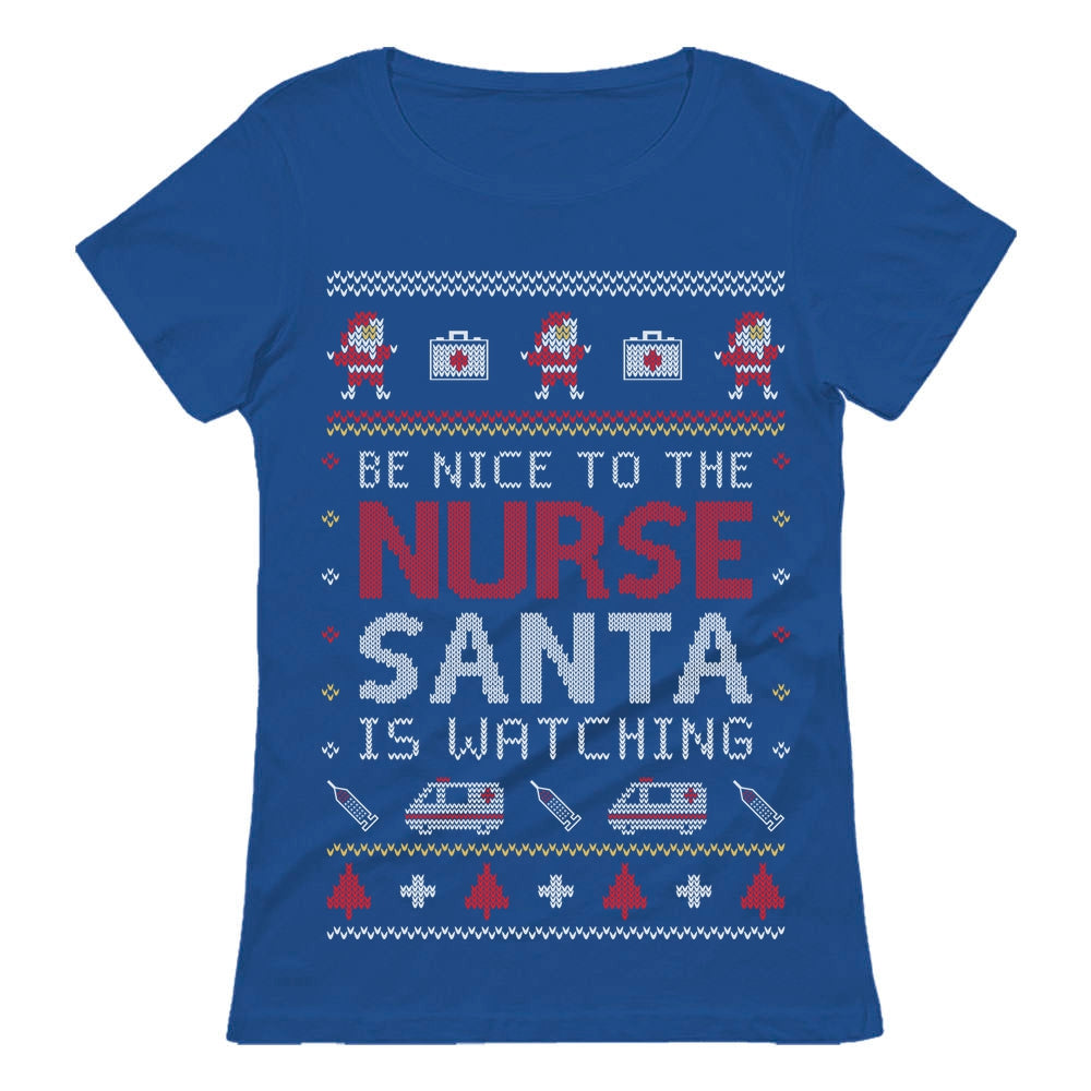 Nurse Ugly Christmas sweater Women T-Shirt - Blue 3