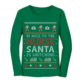 Thumbnail Nurse Ugly Christmas sweater Women Long Sleeve T-Shirt Green 1