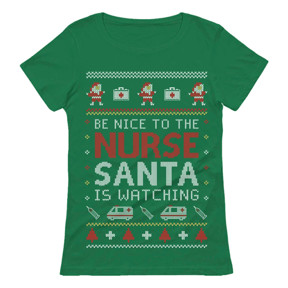 Nurse Ugly Christmas sweater Women T-Shirt - Green 1