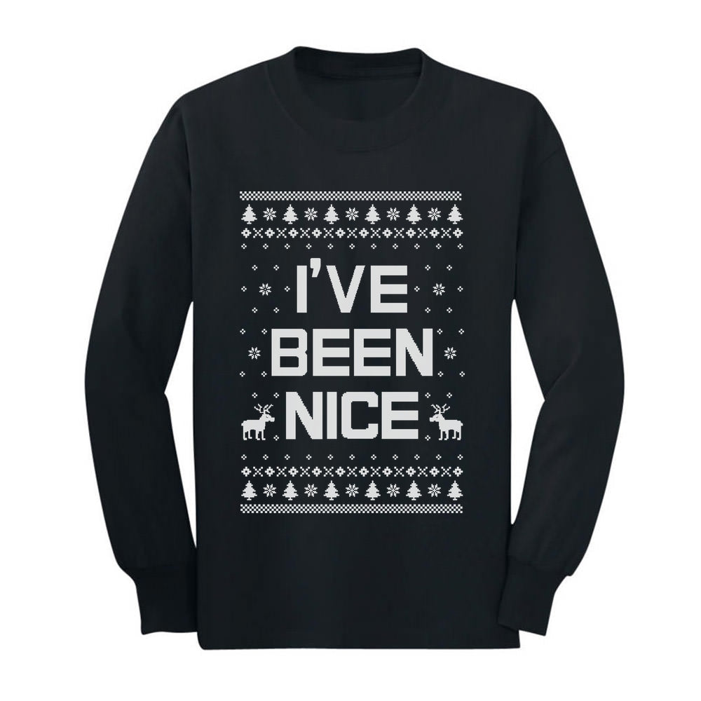 I'm On The Nice List Ugly Christmas Youth Kids Long Sleeve T-Shirt 