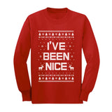 Thumbnail I'm On The Nice List Ugly Christmas Youth Kids Long Sleeve T-Shirt Red 1