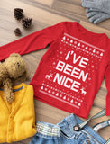 Thumbnail I'm On The Nice List Ugly Christmas Youth Kids Long Sleeve T-Shirt Green 5