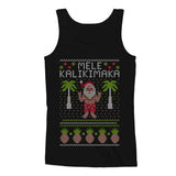 Thumbnail Mele Kalikimaka Santa Hawaiian Themed Ugly Christmas Men's Tank Top Black 1