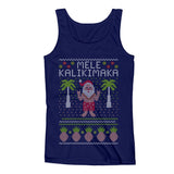 Thumbnail Mele Kalikimaka Santa Hawaiian Themed Ugly Christmas Men's Tank Top Blue 2