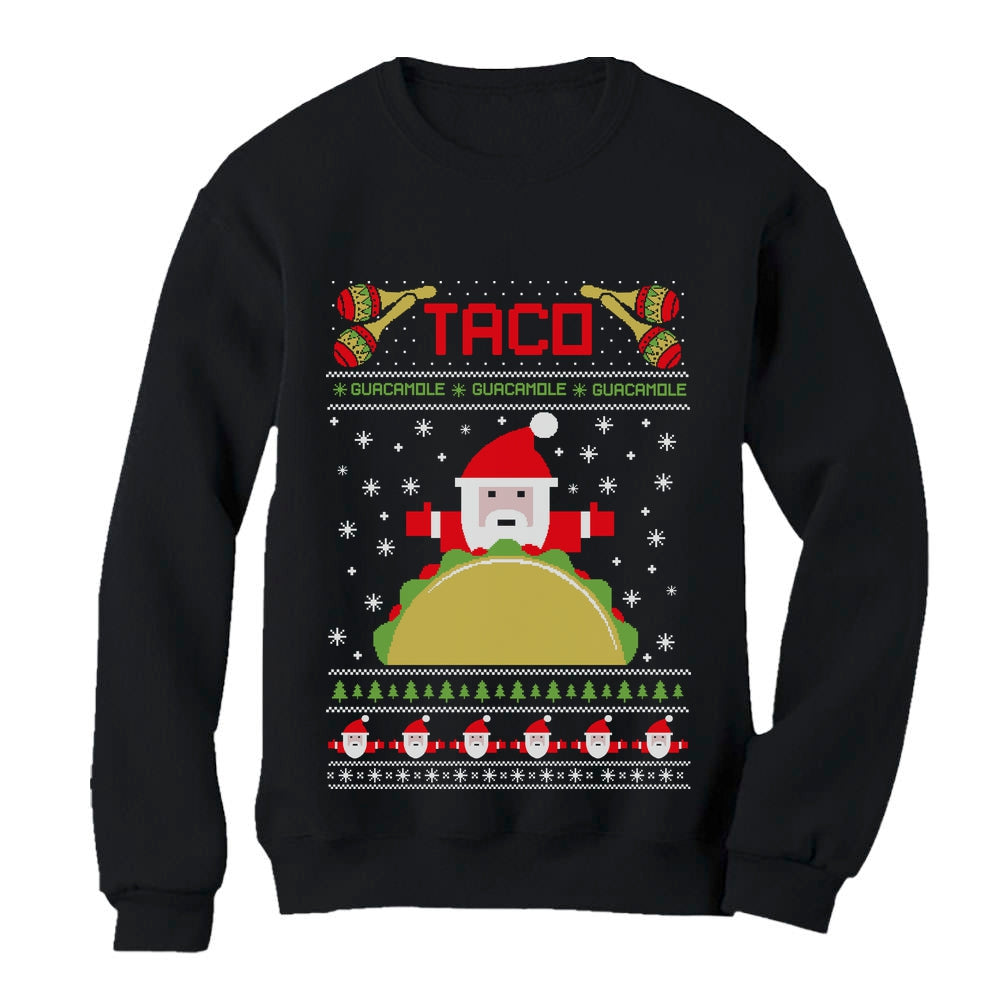 Taco Santa Ugly Christmas Funny Sweatshirt - Black 1