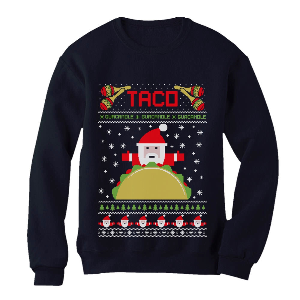 Taco Santa Ugly Christmas Funny Sweatshirt - Navy 2
