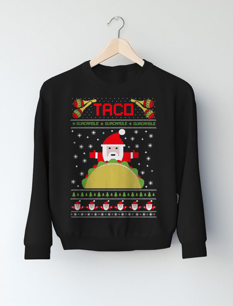 Taco Santa Ugly Christmas Funny Sweatshirt - Navy 4